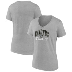 Las Vegas Raiders Women's Victory Script V-Neck T-Shirt - Heather Gray - NFL