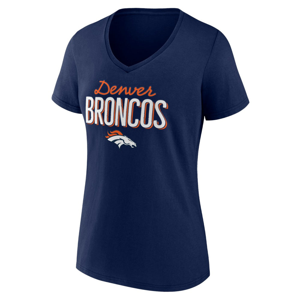 Denver Broncos Women's Nostalgia V-Neck T-Shirt - Navy - NFL