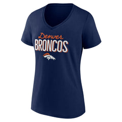 Denver Broncos Women's Nostalgia V-Neck T-Shirt - Navy - NFL
