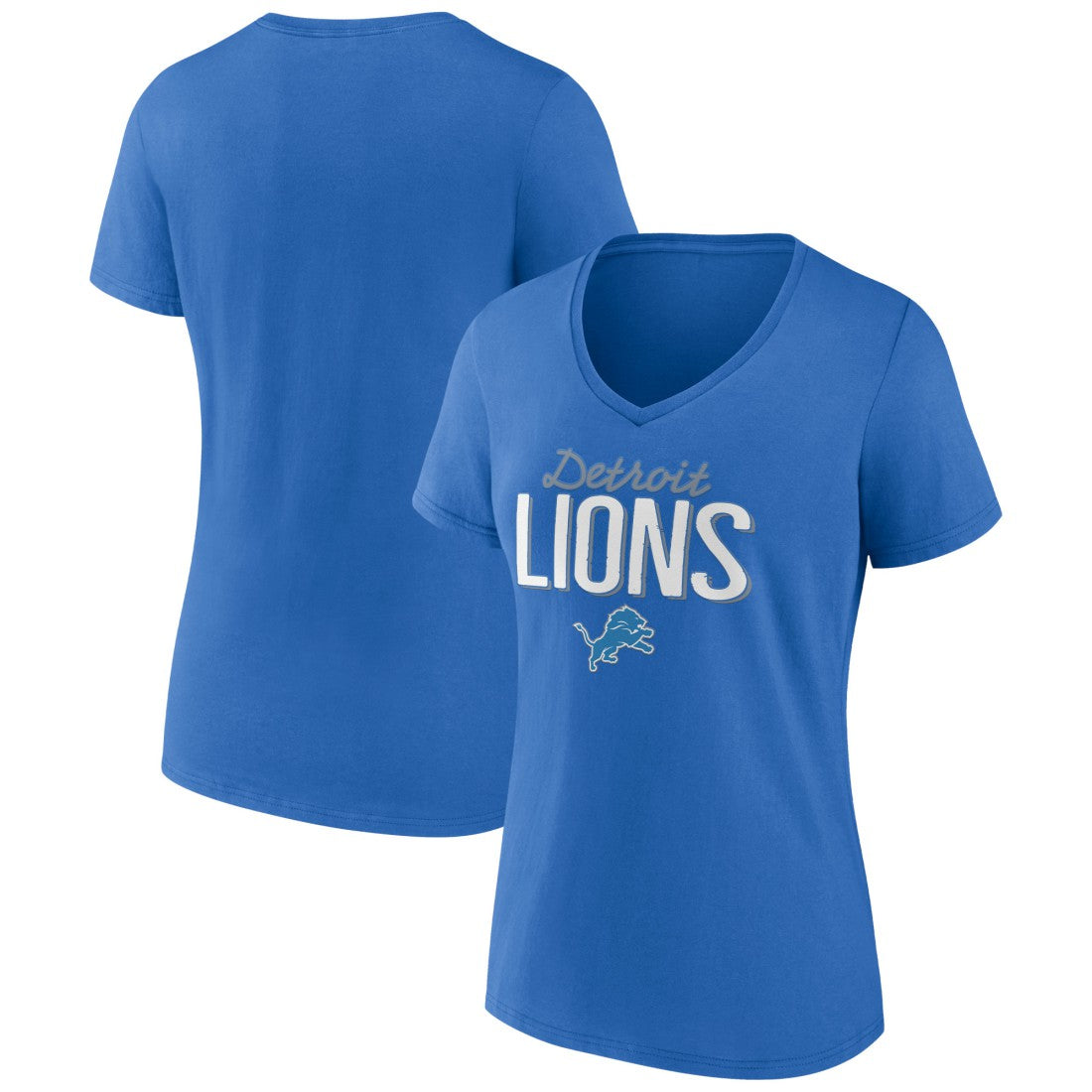 Detroit Lions Women's Nostalgia V-Neck T-Shirt - Blue - NFL