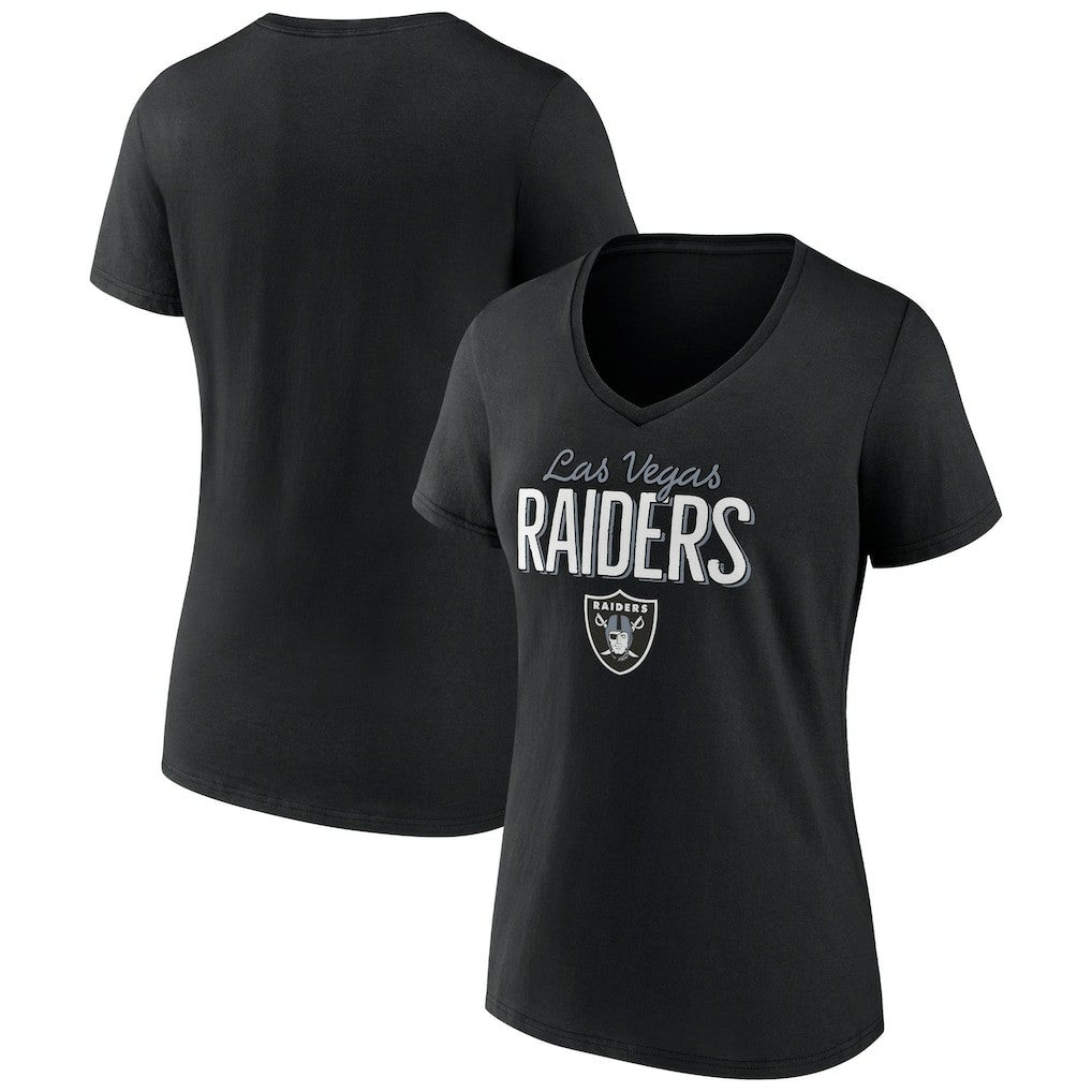 Las Vegas Raiders Women's Nostalgia V-Neck T-Shirt - Black - NFL