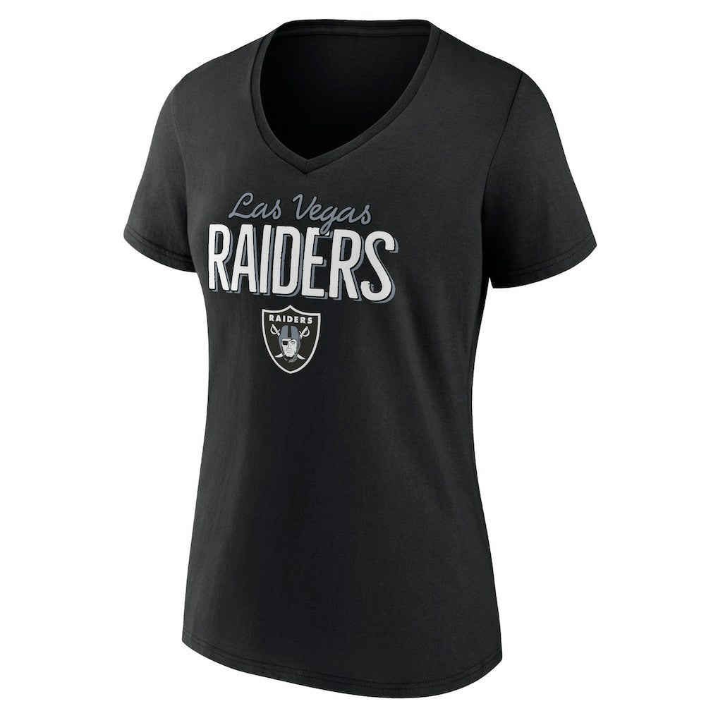 Las Vegas Raiders Women's Nostalgia V-Neck T-Shirt - Black - NFL
