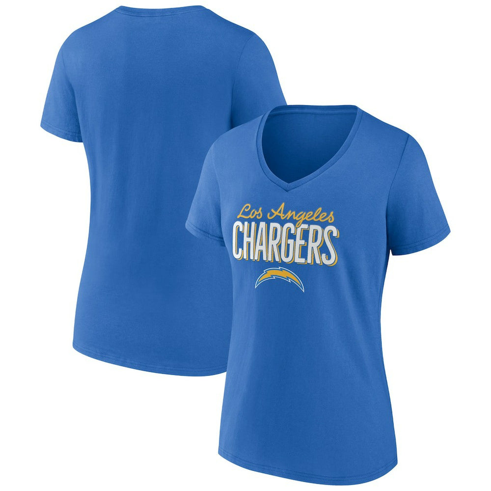 Los Angeles Chargers Women's Nostalgia V-Neck T-Shirt - Powder Blue - NFL