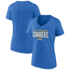 Los Angeles Chargers Women's Nostalgia V-Neck T-Shirt - Powder Blue - NFL