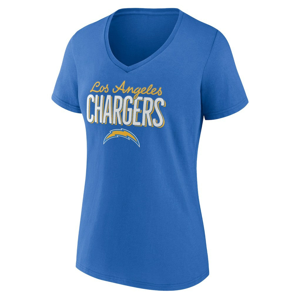 Los Angeles Chargers Women's Nostalgia V-Neck T-Shirt - Powder Blue - NFL