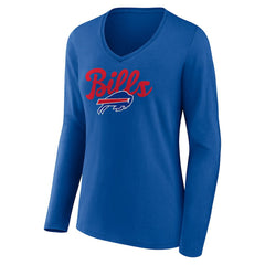 Buffalo Bills Women's Freehand Team Long Sleeve V-Neck T-Shirt - Royal - NFL