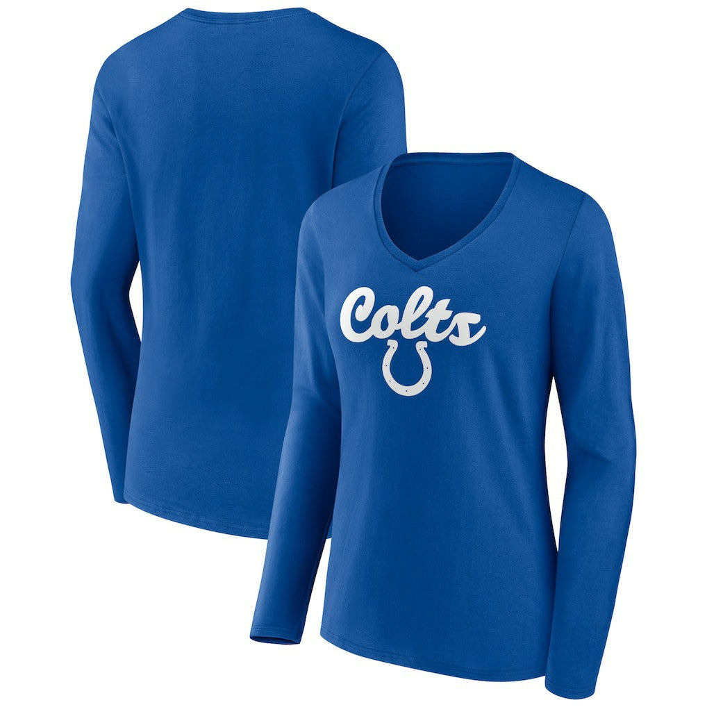 Indianapolis Colts Women's Freehand Team Long Sleeve V-Neck T-Shirt - Royal - NFL