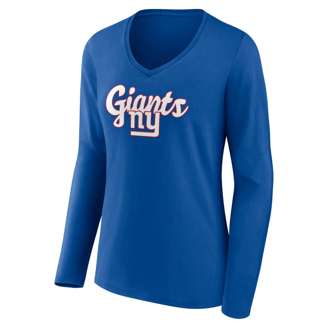 New York Giants Women's Freehand Team Long Sleeve V-Neck T-Shirt - Royal - NFL