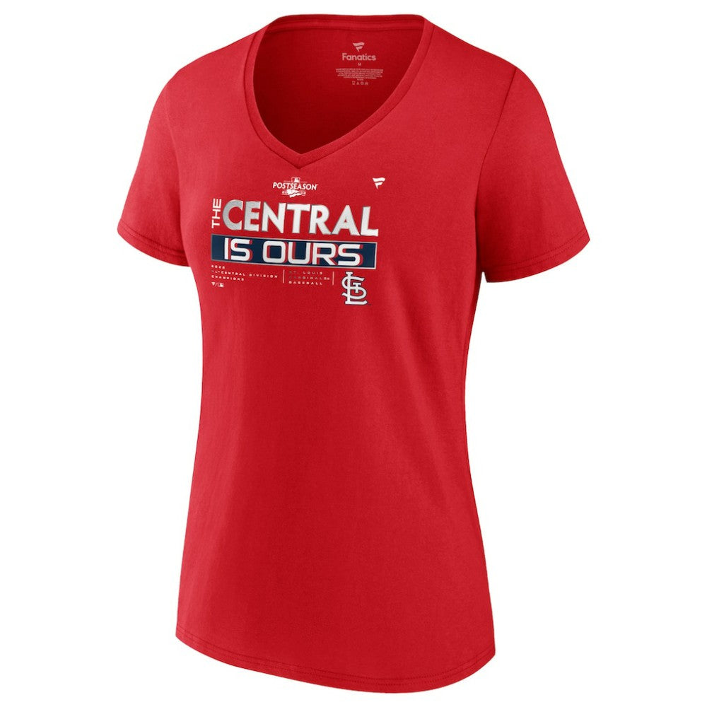 St. Louis Cardinals Fanatics Women's 2022 NL Central Division Champions Locker Room V-Neck T-Shirt Outlet