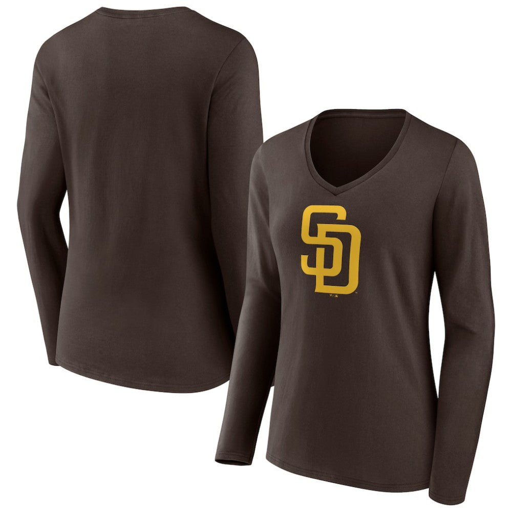 San Diego Padres Women's Team Logo Long Sleeve V-Neck T-Shirt Sale