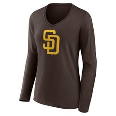 San Diego Padres Women's Team Logo Long Sleeve V-Neck T-Shirt Sale