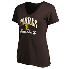 San Diego Padres Women's Victory Script Team V-Neck T-Shirt Sale