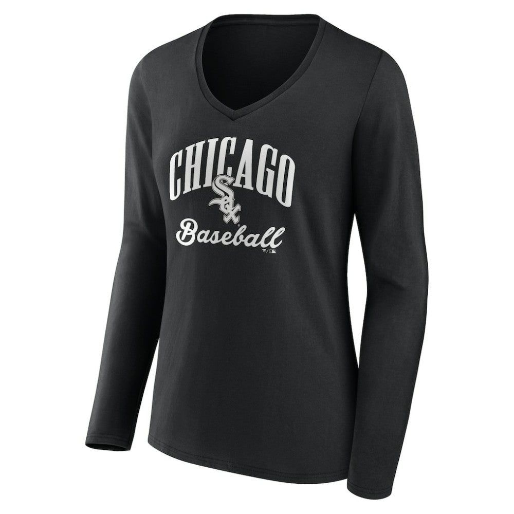 Chicago White Sox Women's Victory Script Long Sleeve V-Neck T-Shirt Discount