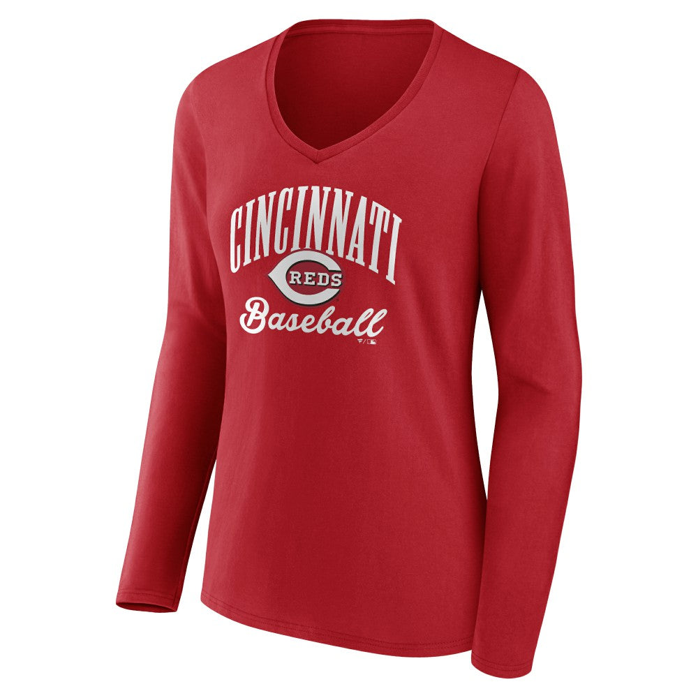 Cincinnati Reds Women's Victory Script Long Sleeve V-Neck T-Shirt Online