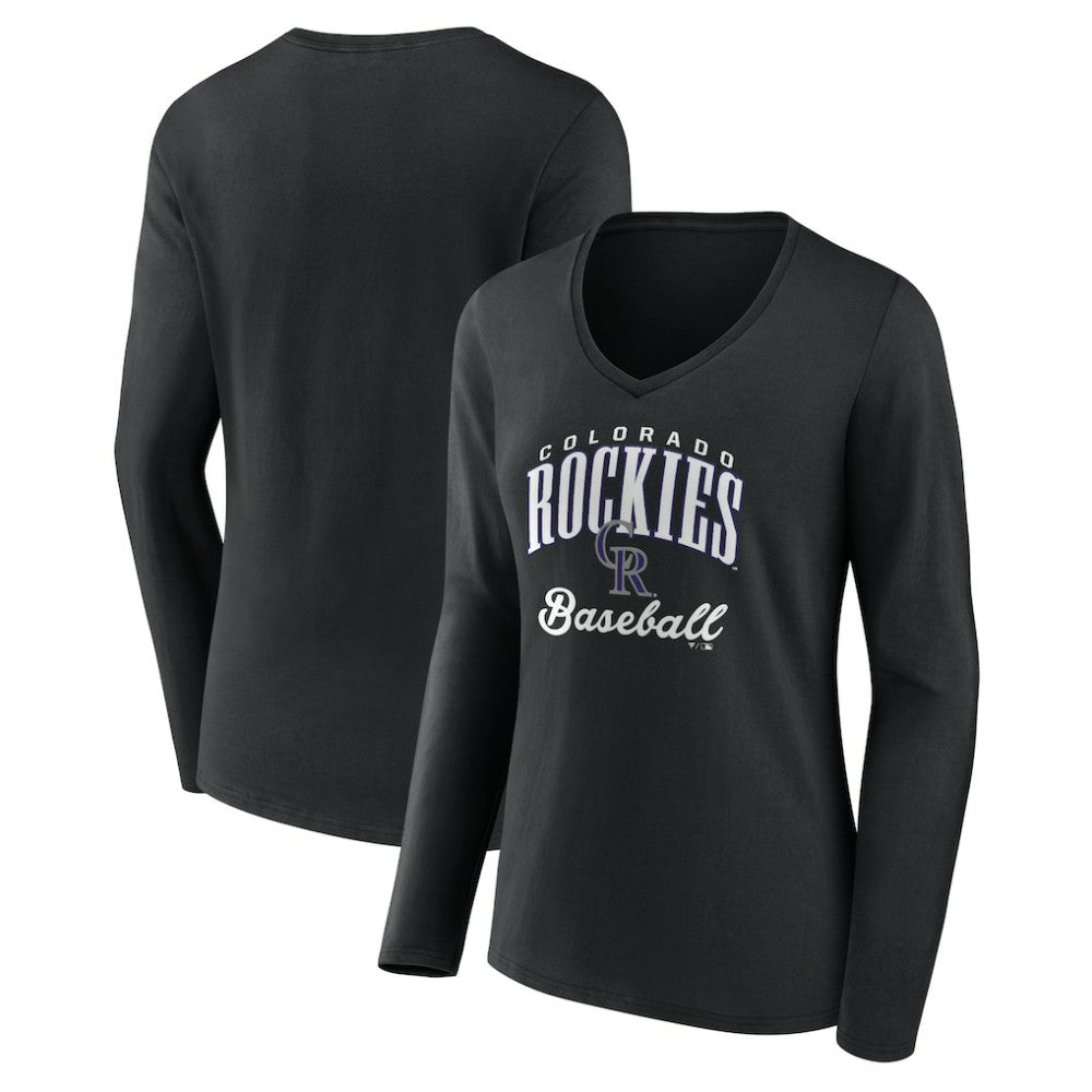 Colorado Rockies Women's Victory Script Long Sleeve V-Neck T-Shirt Online