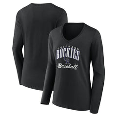 Colorado Rockies Women's Victory Script Long Sleeve V-Neck T-Shirt Online