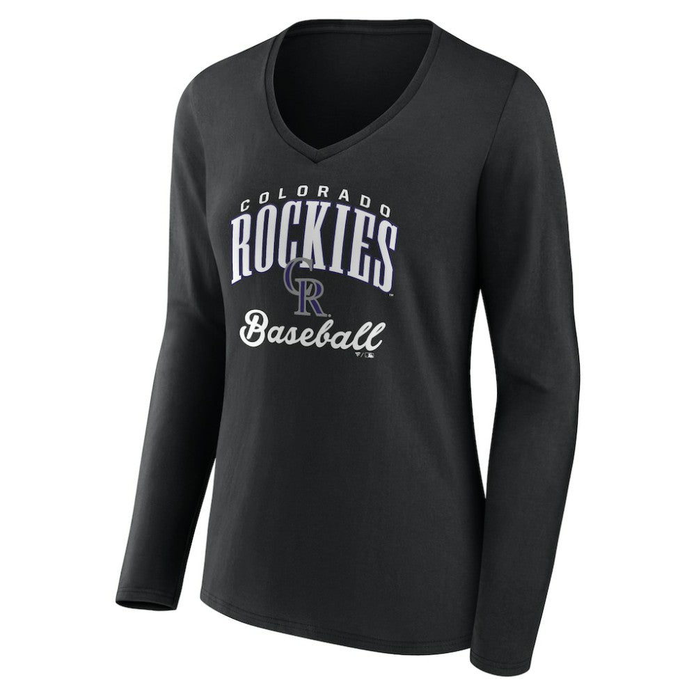 Colorado Rockies Women's Victory Script Long Sleeve V-Neck T-Shirt Online