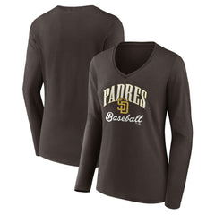 San Diego Padres Women's Victory Script Long Sleeve V-Neck T-Shirt Online