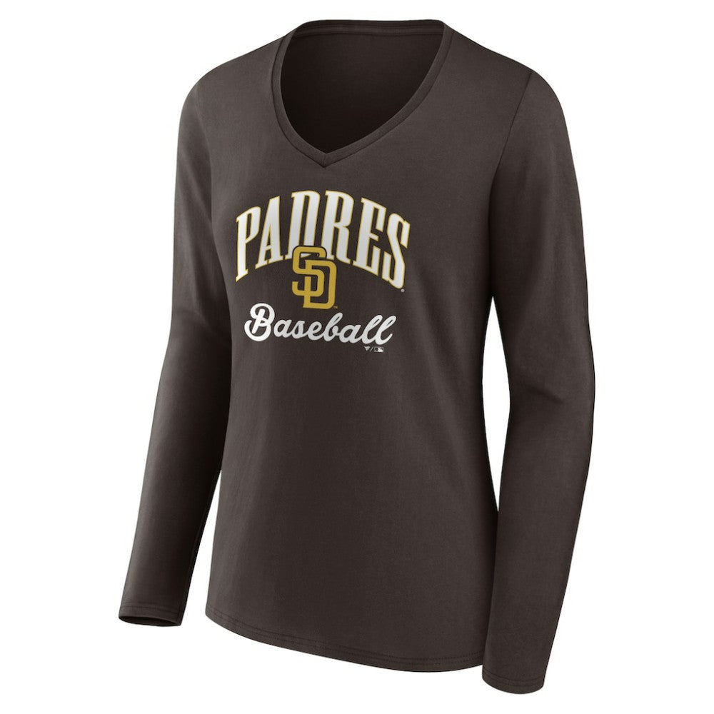 San Diego Padres Women's Victory Script Long Sleeve V-Neck T-Shirt Online