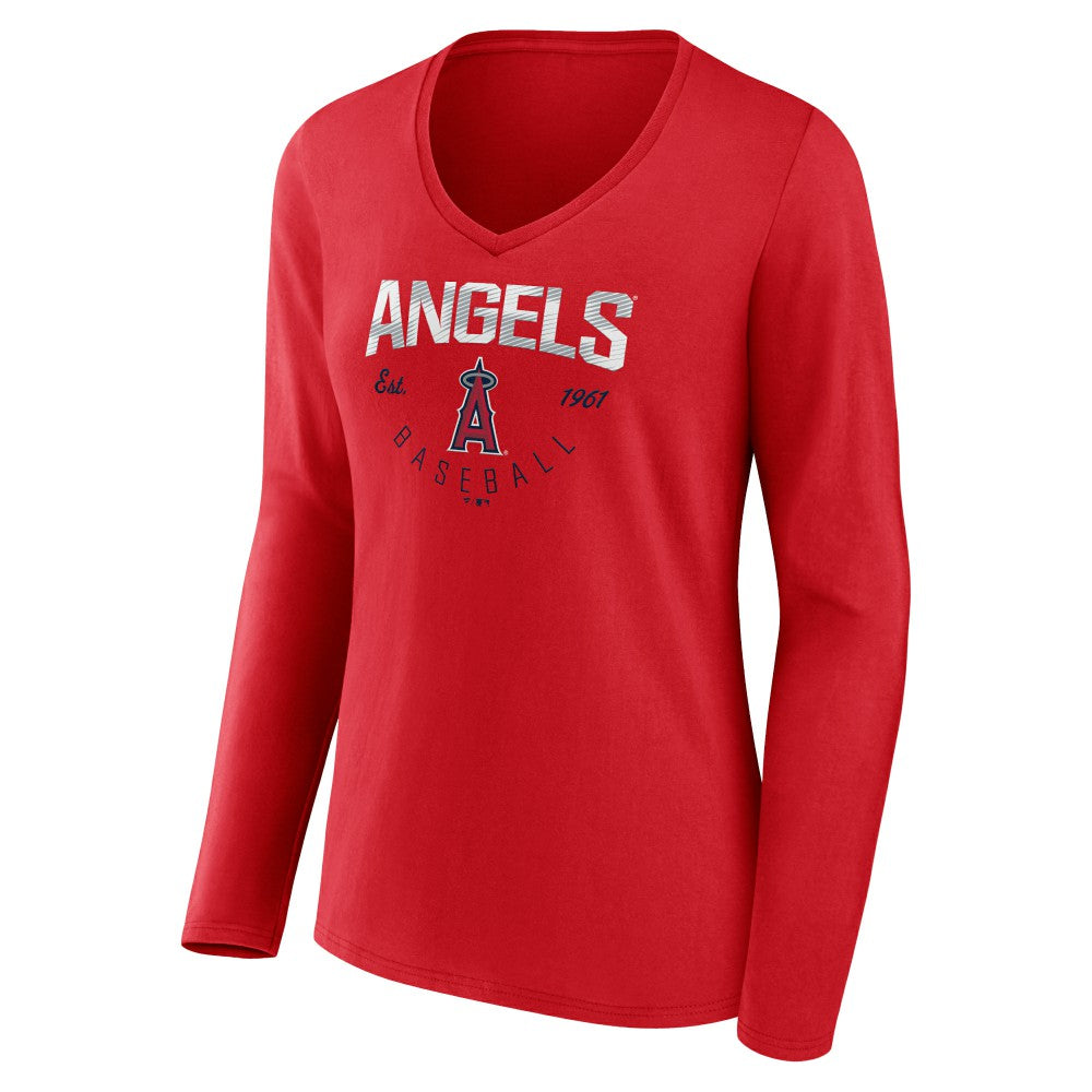 Los Angeles Angels Women's Live For It Long Sleeve Long Sleeve V-Neck T-Shirt Discount