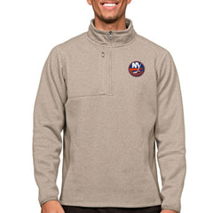 New York Islanders Antigua Course Quarter-Zip Pullover Top - Oatmeal | NHL on sale