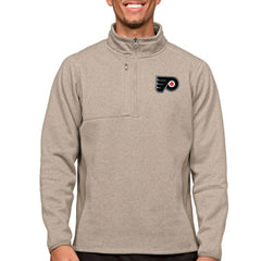 Philadelphia Flyers Antigua Course Quarter-Zip Pullover Top - Oatmeal | NHL sale