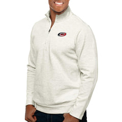 Carolina Hurricanes Antigua Gambit Quarter-Zip Pullover Top - Oatmeal | NHL Lifestyle