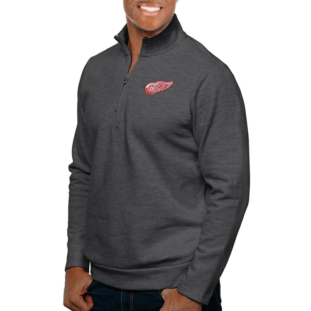 Detroit Red Wings Antigua Gambit Quarter-Zip Pullover Top - Charcoal | NHL online