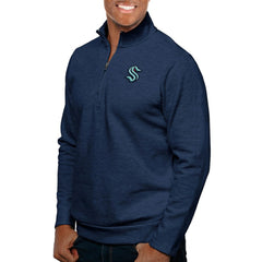 Seattle Kraken Antigua Gambit Quarter-Zip Pullover Top - Heather Navy | NHL sale