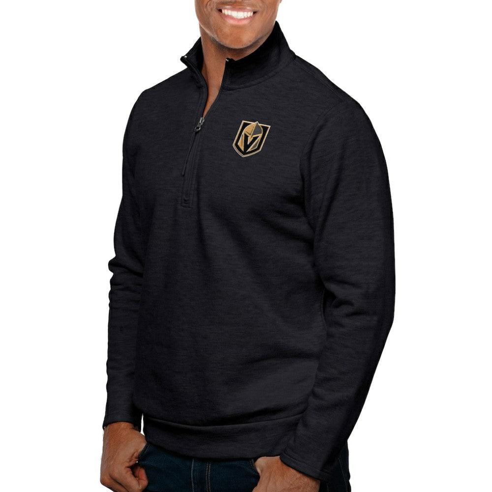 Vegas Golden Knights Antigua Gambit Quarter-Zip Pullover Top - Heather Black | NHL sale