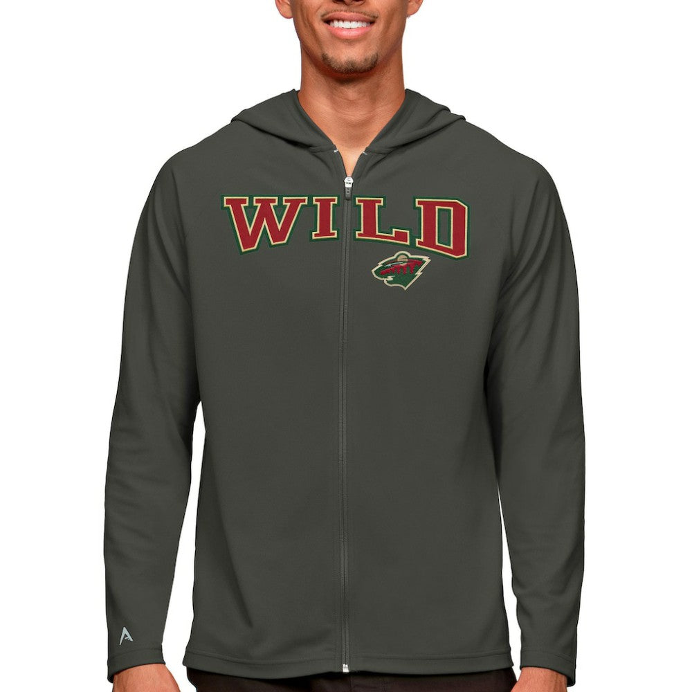 Minnesota Wild Antigua Legacy Full-Zip Hoodie - Charcoal | NHL Clearance