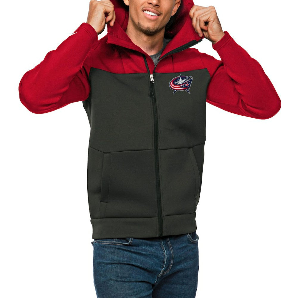 Columbus Blue Jackets Antigua Protect Full-Zip Hoodie - Red/Charcoal | NHL sale