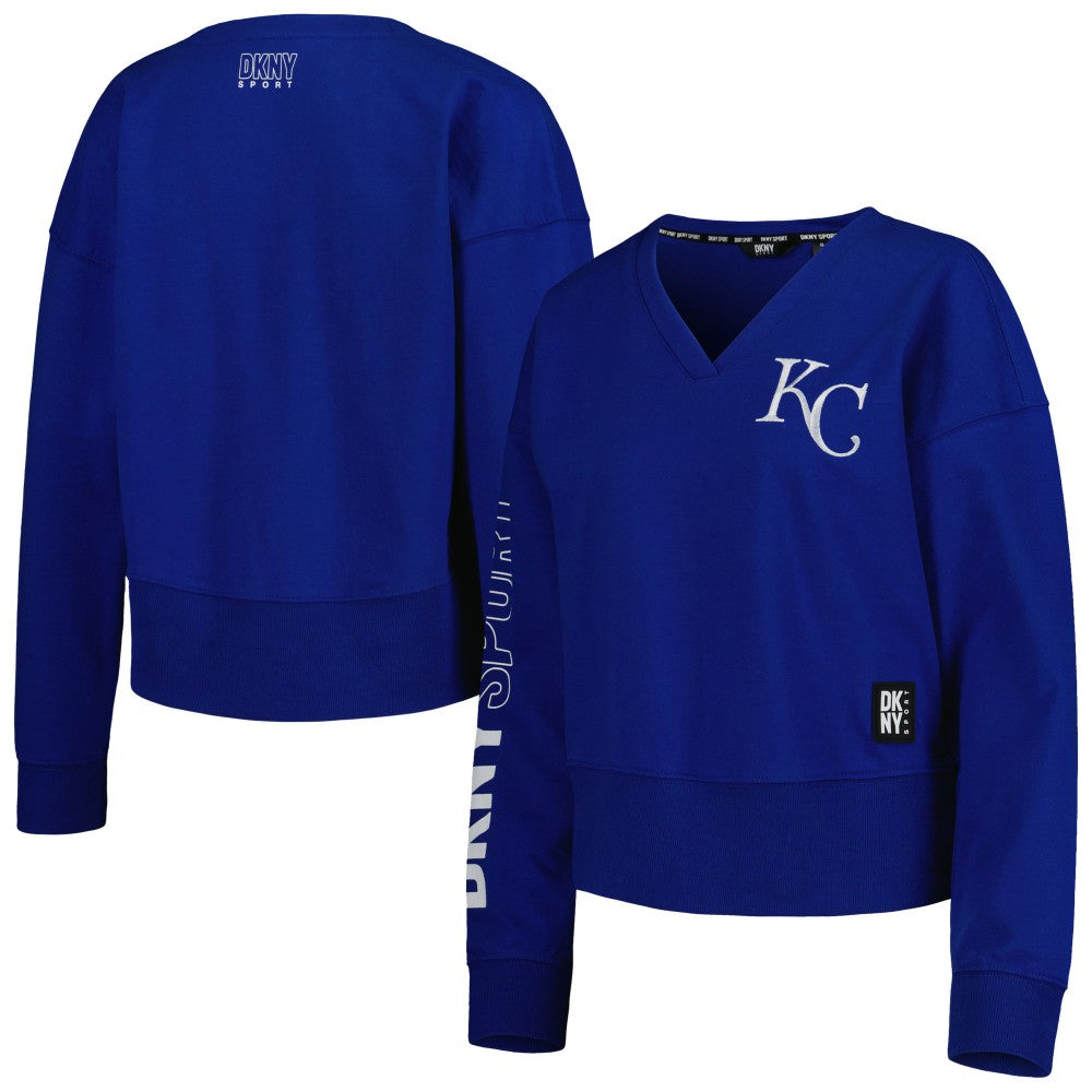 Kansas City Royals DKNY Sport Women's Lily V-Neck Pullover Sweatshirt Outlet