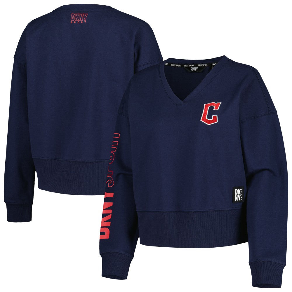 Cleveland Guardians DKNY Sport Women's Lily V-Neck Pullover Sweatshirt Online