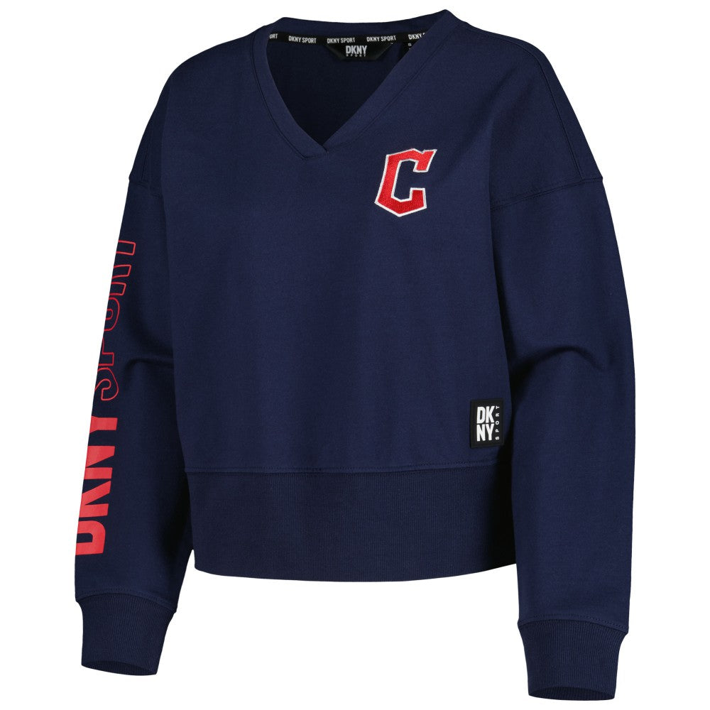 Cleveland Guardians DKNY Sport Women's Lily V-Neck Pullover Sweatshirt Online