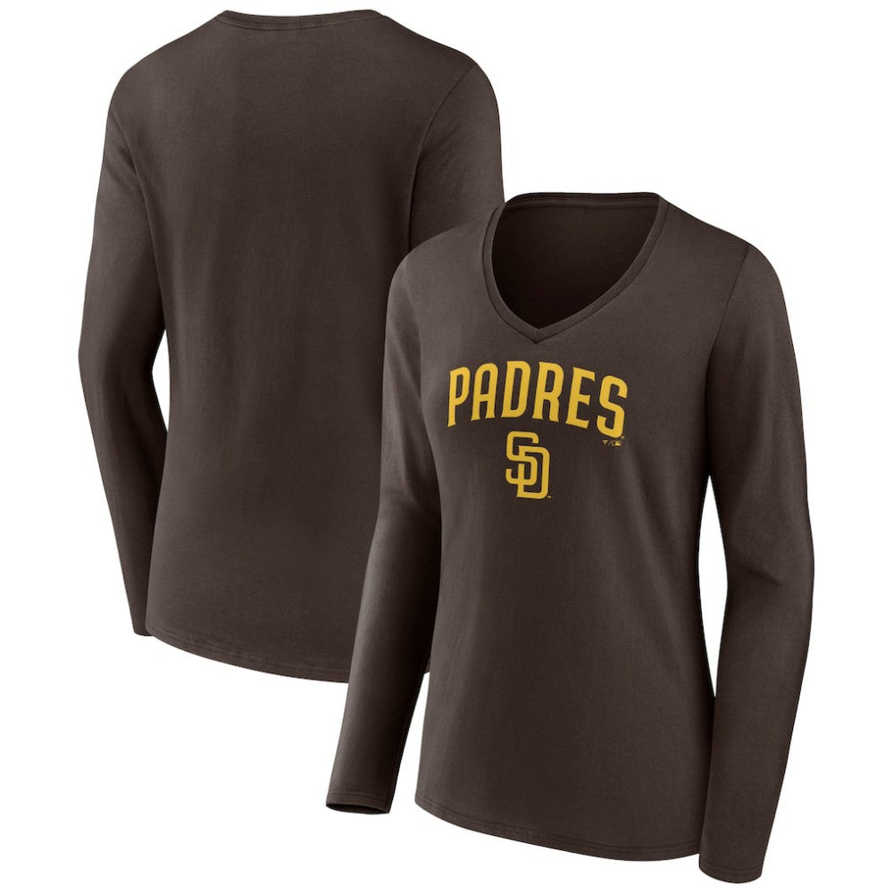 San Diego Padres Women's Team Lockup Long Sleeve V-Neck T-Shirt Discount