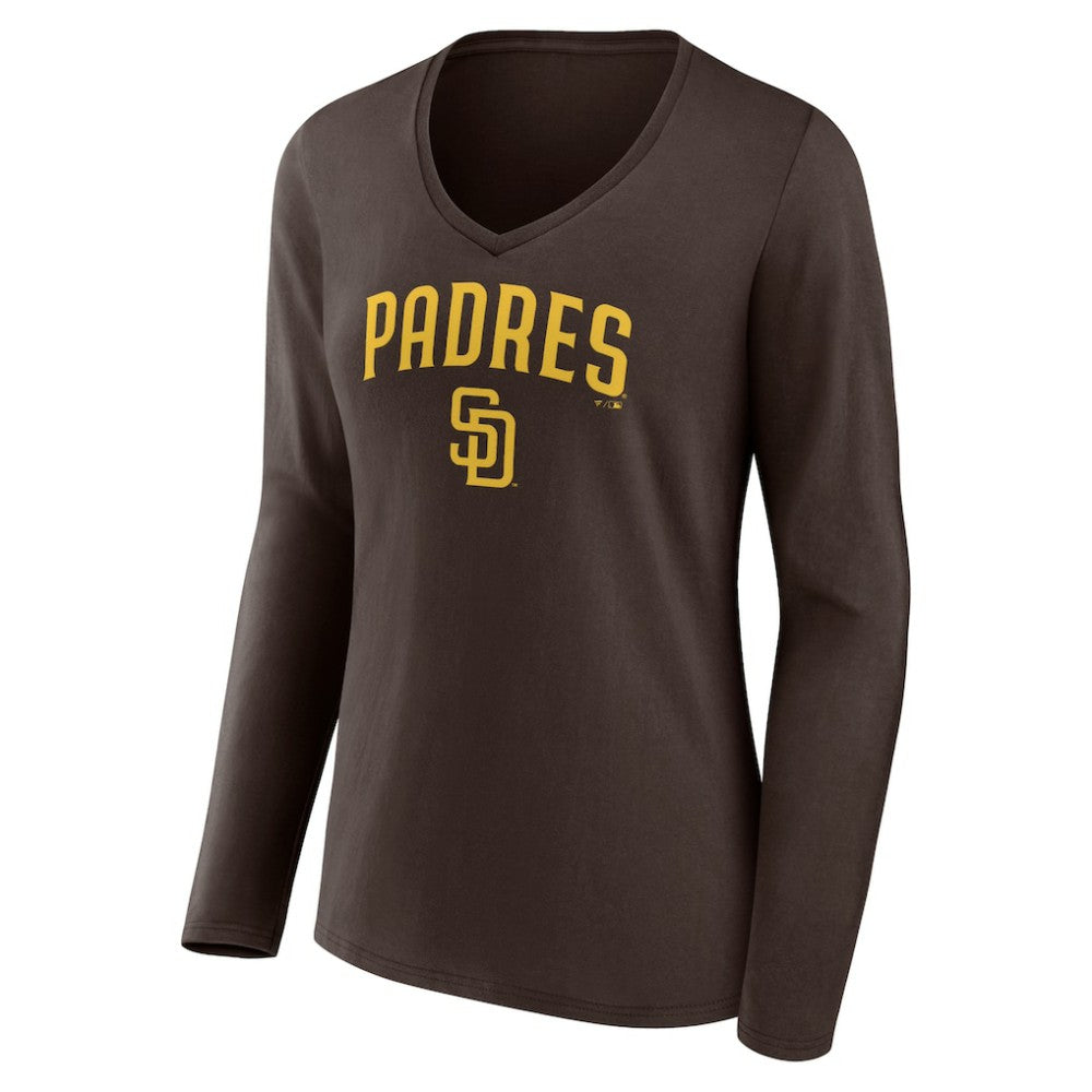 San Diego Padres Women's Team Lockup Long Sleeve V-Neck T-Shirt Discount