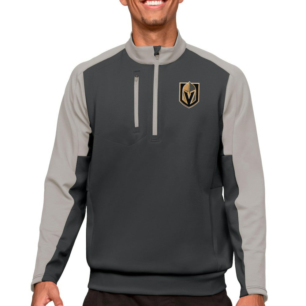 Vegas Golden Knights Antigua Quarter-Zip Pullover Top - Charcoal/Silver | NHL on sale