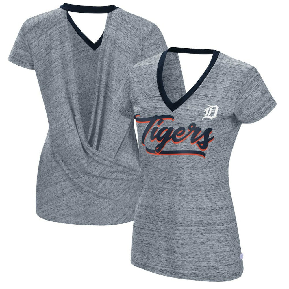 Detroit Tigers Touch Women's Halftime Back Wrap Top V-Neck T-Shirt Outlet