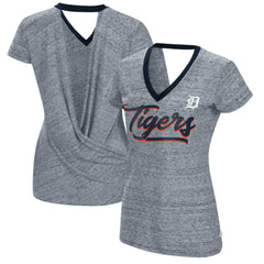 Detroit Tigers Touch Women's Halftime Back Wrap Top V-Neck T-Shirt Outlet