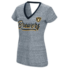Milwaukee Brewers Touch Women's Halftime Back Wrap Top V-Neck T-Shirt Outlet