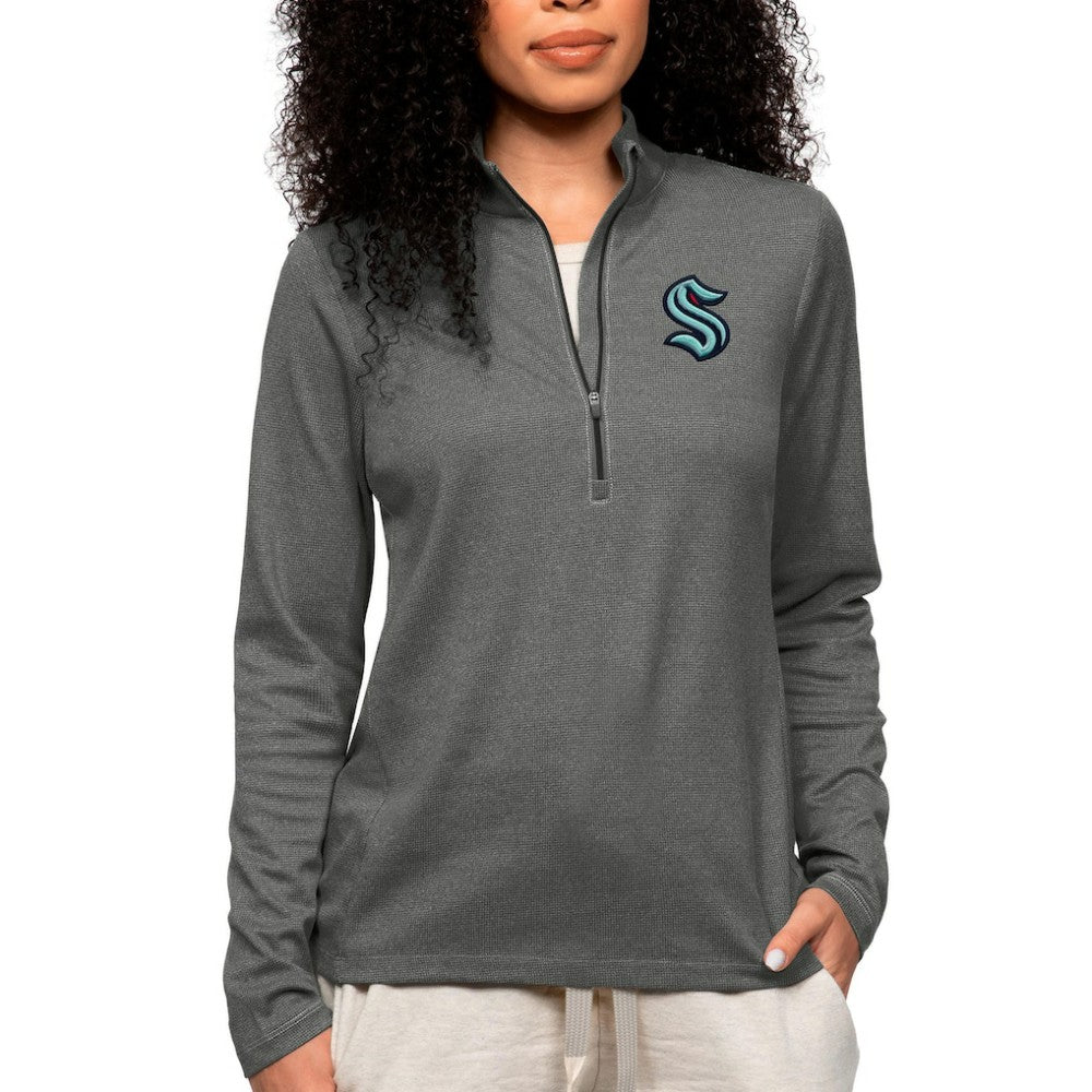 Seattle Kraken Antigua Women's Epic Quarter-Zip Pullover Top - Heather Charcoal | NHL discount