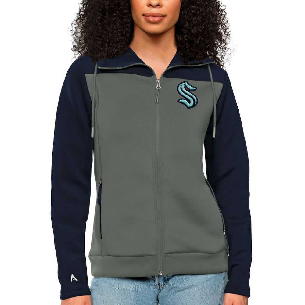 Seattle Kraken Antigua Women's Protect Full-Zip Hoodie - Navy/Steel | NHL online