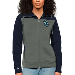 Seattle Kraken Antigua Women's Protect Full-Zip Hoodie - Navy/Steel | NHL online