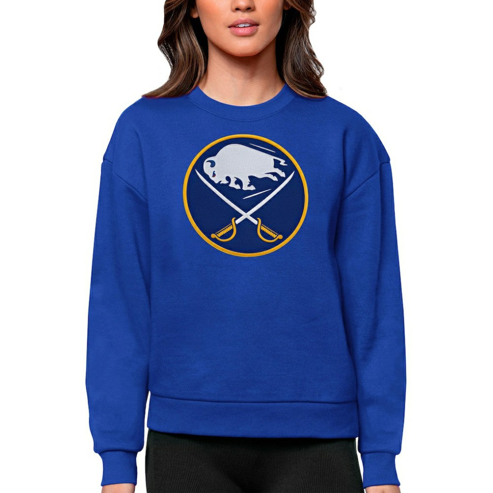 Buffalo Sabres Antigua Women's Team Logo Victory Crewneck Pullover Sweatshirt - Royal | NHL Clearance