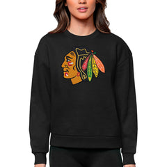 Chicago Blackhawks Antigua Women's Team Logo Victory Crewneck Pullover Sweatshirt - Black | NHL discount