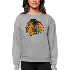 Chicago Blackhawks Antigua Women's Team Logo Victory Crewneck Pullover Sweatshirt - Heather Gray | NHL near me