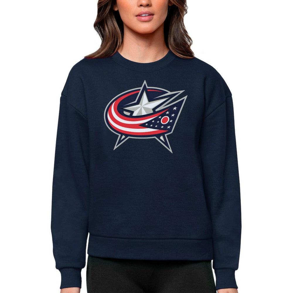 Columbus Blue Jackets Antigua Women's Team Logo Victory Crewneck Pullover Sweatshirt - Navy | NHL online
