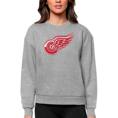 Detroit Red Wings Antigua Women's Team Logo Victory Crewneck Pullover Sweatshirt - Heather Gray | NHL near me