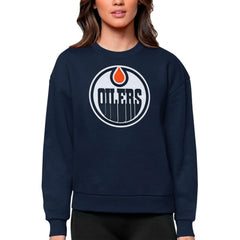Edmonton Oilers Antigua Women's Team Logo Victory Crewneck Pullover Sweatshirt - Navy | NHL on sale